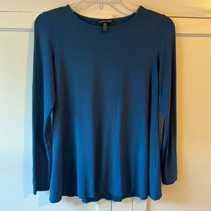 Eileen Fisher Blue Long Sleeve Swing Tunic Top XXS
